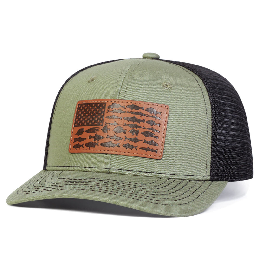 Cappello da camionista da esterno regolabile Fish And Flag da uomo - Verde - Regolabile (circa 22"-23 5/8") - image 5
