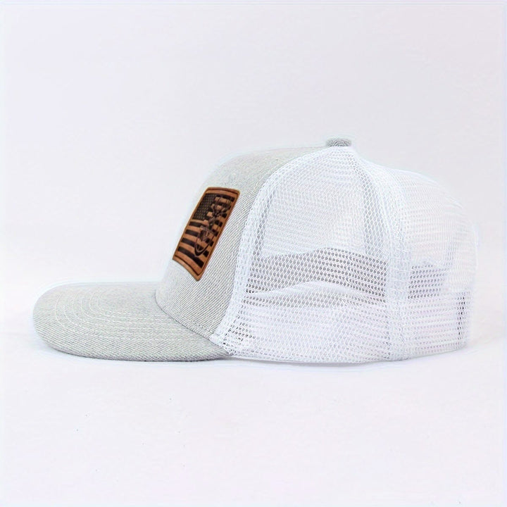 Cappello da camionista da uomo regolabile con bandiera geometrica a testa di cervo