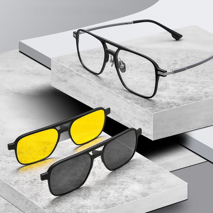 3 pezzi di lenti a clip magnetiche creative e montature per occhiali da sole