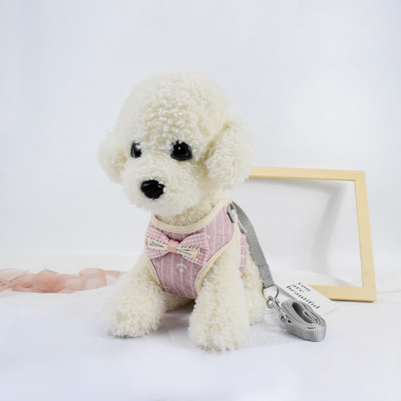 Set guinzaglio e imbracatura per cani e gatti con papillon
