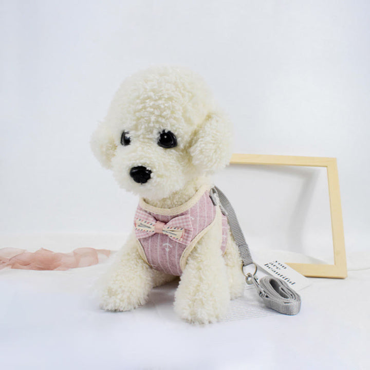 Set guinzaglio e imbracatura per cani e gatti con papillon