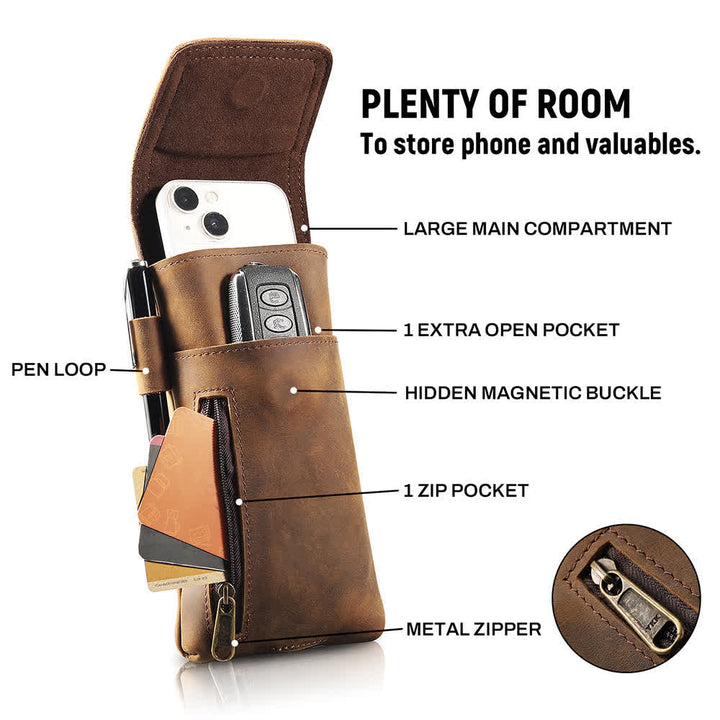 Marsupio in pelle con cintura magnetica multifunzione per telefono