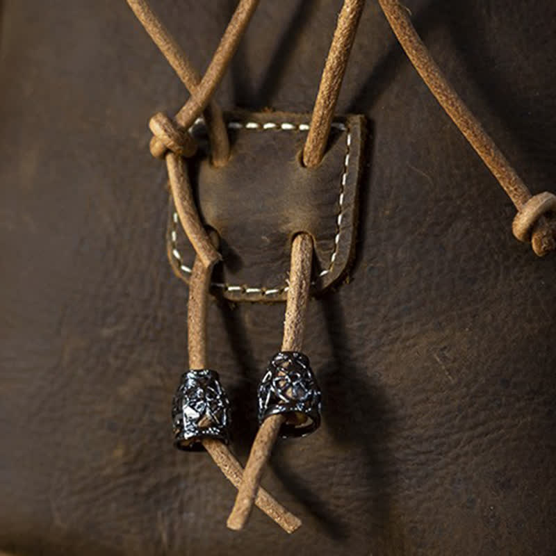 Portafoglio piccolo in stile indiano con coulisse e cintura in pelle di cavallo pazzo