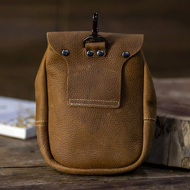Portafoglio piccolo in stile indiano con coulisse e cintura in pelle di cavallo pazzo