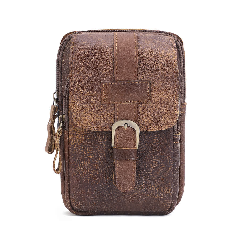 Borsa da viaggio elegante retrò con cerniera in pelle e cintura