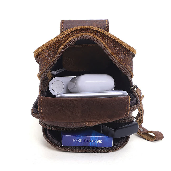Borsa da viaggio elegante retrò con cerniera in pelle e cintura