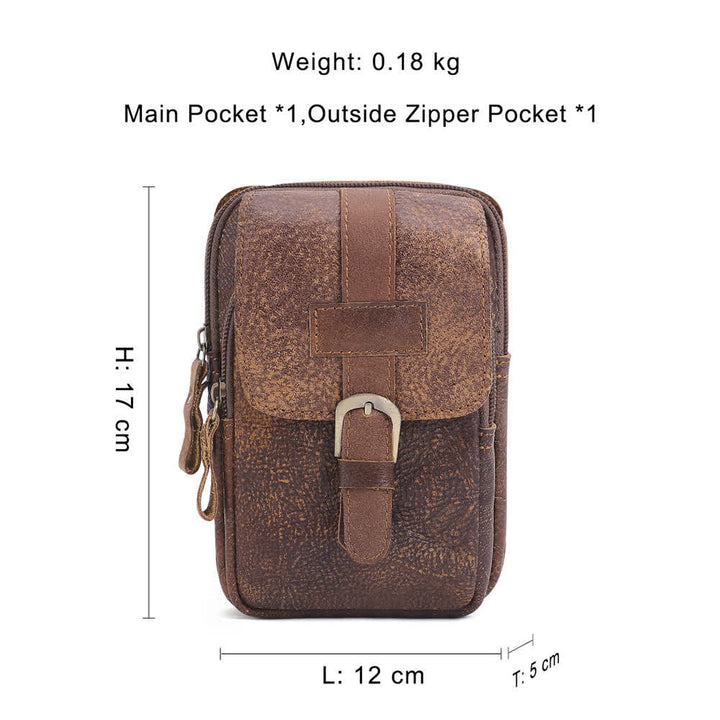 Borsa da viaggio elegante retrò con cerniera in pelle e cintura