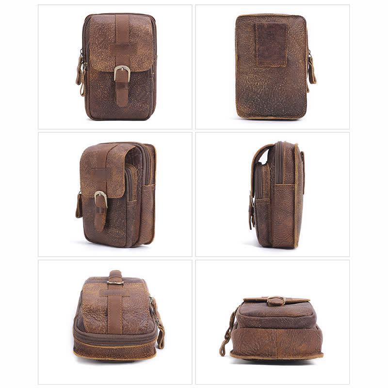 Borsa da viaggio elegante retrò con cerniera in pelle e cintura