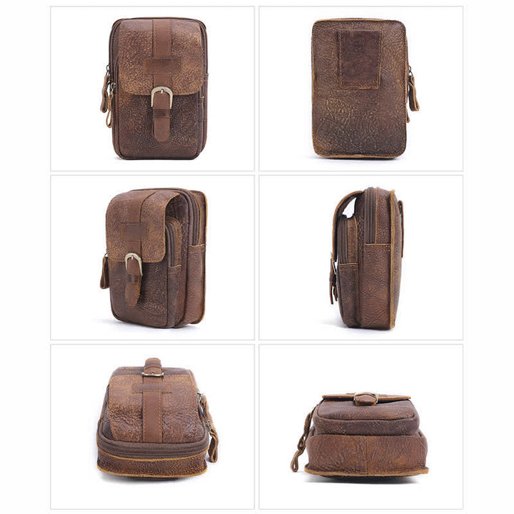 Borsa da viaggio elegante retrò con cerniera in pelle e cintura