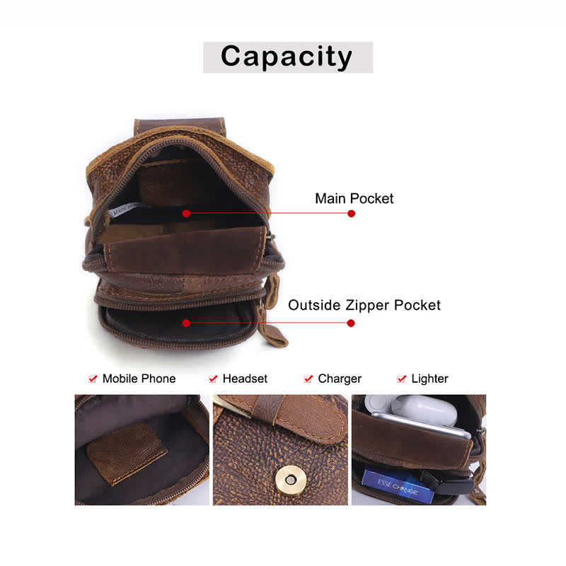 Borsa da viaggio elegante retrò con cerniera in pelle e cintura