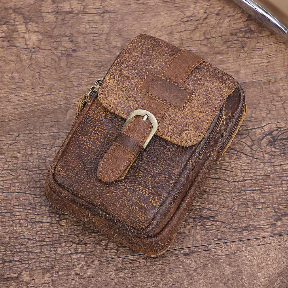 Borsa da viaggio elegante retrò con cerniera in pelle e cintura