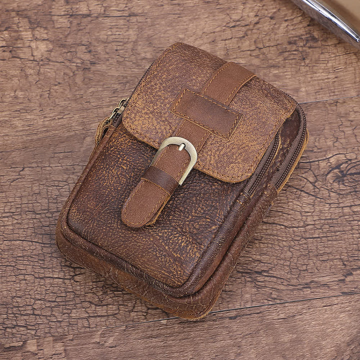 Borsa da viaggio elegante retrò con cerniera in pelle e cintura
