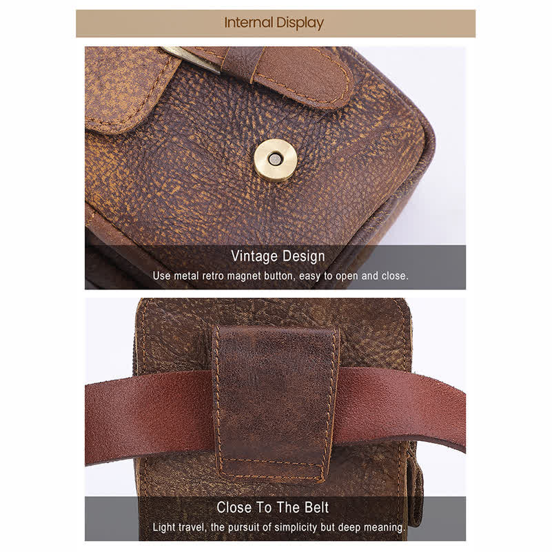 Borsa da viaggio elegante retrò con cerniera in pelle e cintura