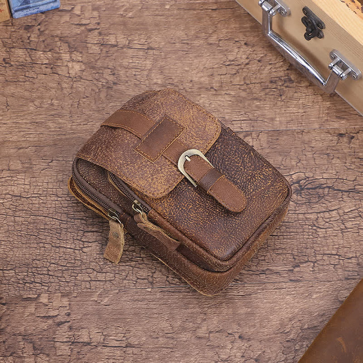 Borsa da viaggio elegante retrò con cerniera in pelle e cintura
