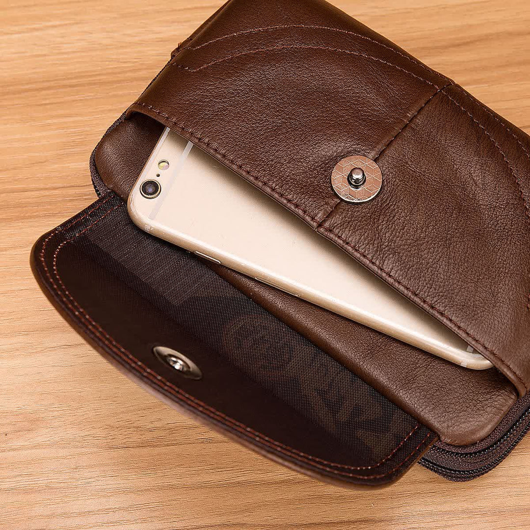Porta carte Casual Semplice Borsa con cerniera orizzontale in pelle con cintura