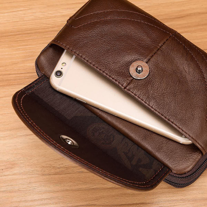 Porta carte Casual Semplice Borsa con cerniera orizzontale in pelle con cintura