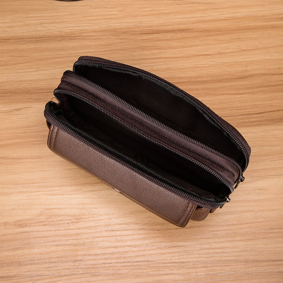 Porta carte Casual Semplice Borsa con cerniera orizzontale in pelle con cintura