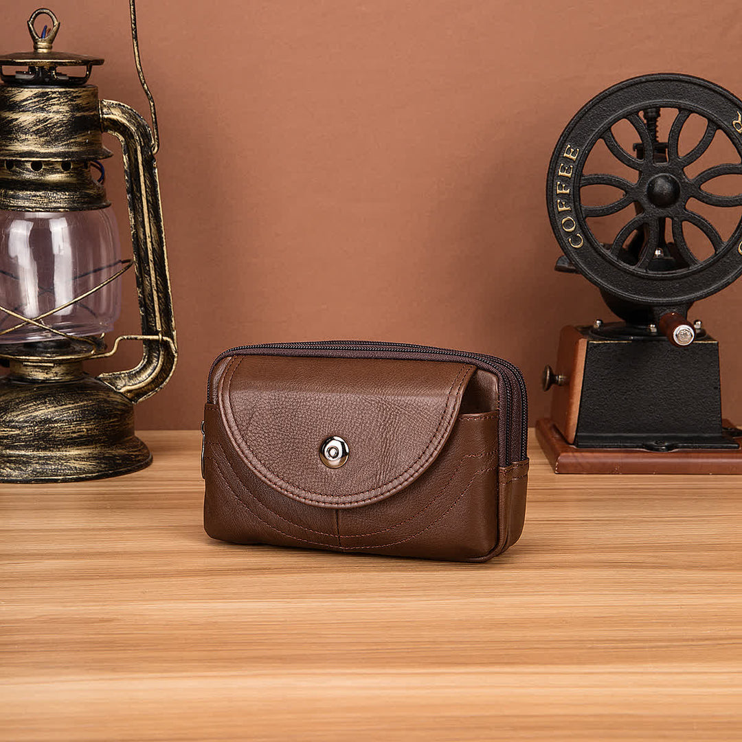 Porta carte Casual Semplice Borsa con cerniera orizzontale in pelle con cintura
