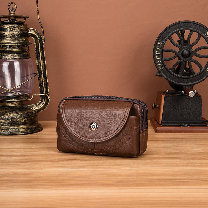 Porta carte Casual Semplice Borsa con cerniera orizzontale in pelle con cintura