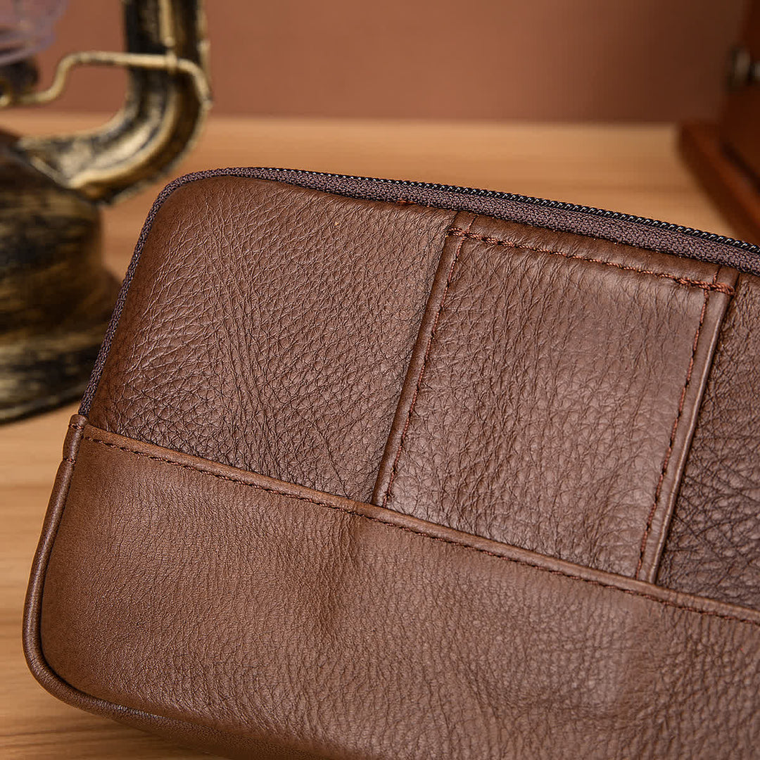 Porta carte Casual Semplice Borsa con cerniera orizzontale in pelle con cintura