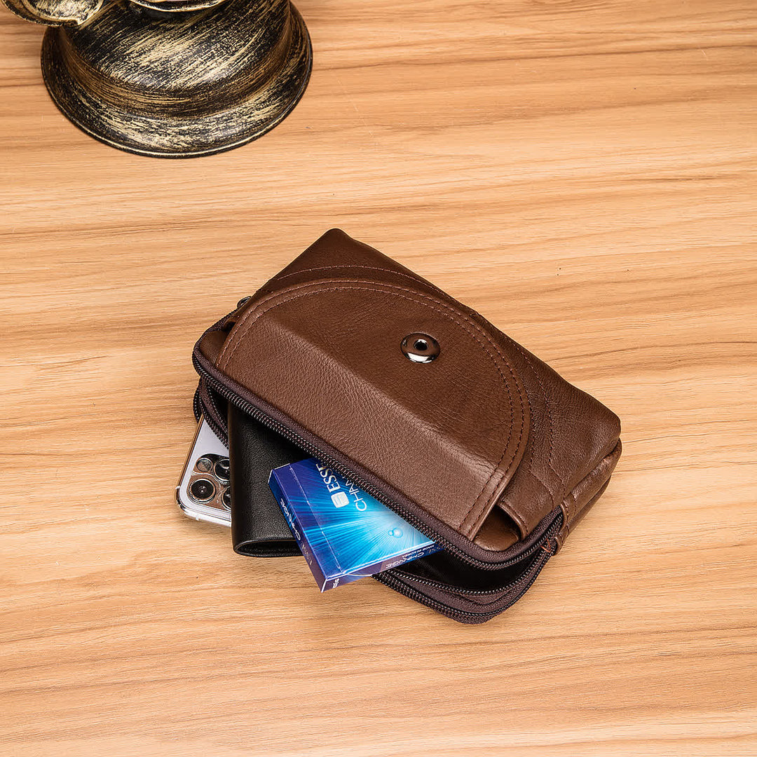 Porta carte Casual Semplice Borsa con cerniera orizzontale in pelle con cintura