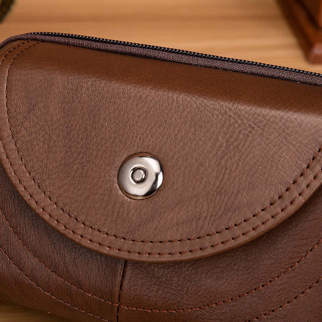 Porta carte Casual Semplice Borsa con cerniera orizzontale in pelle con cintura - image 9