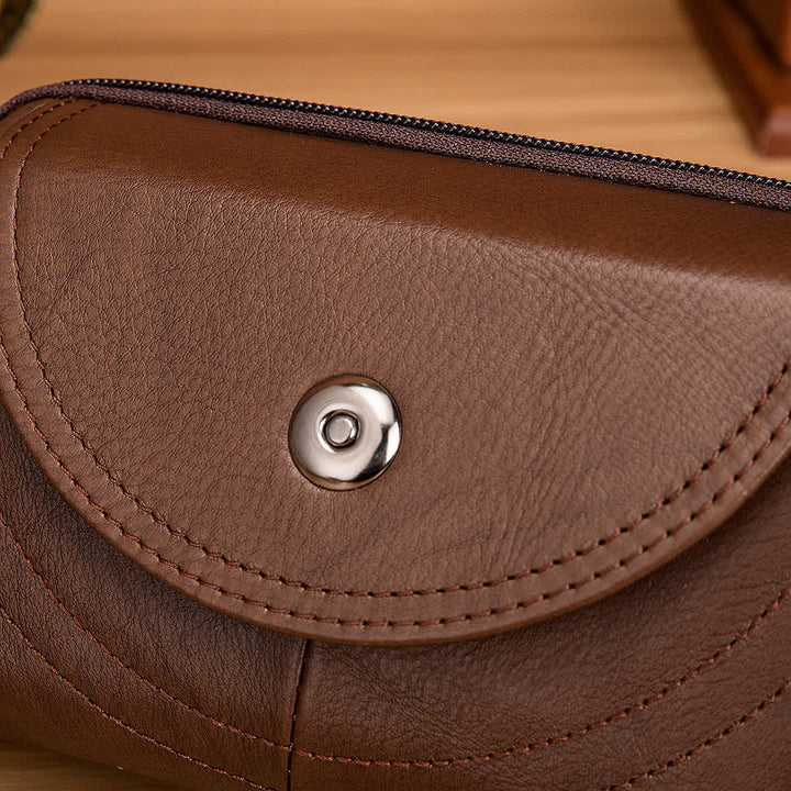 Porta carte Casual Semplice Borsa con cerniera orizzontale in pelle con cintura