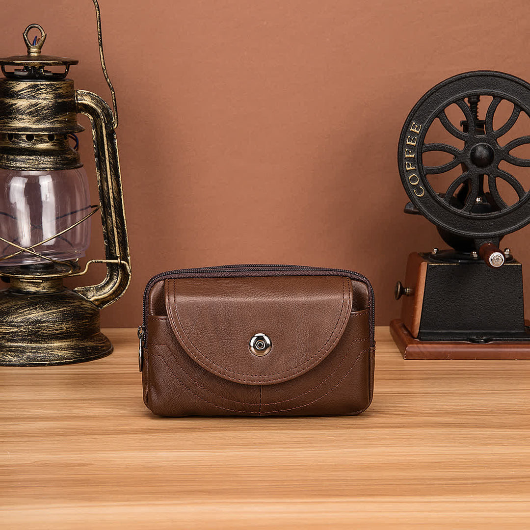 Porta carte Casual Semplice Borsa con cerniera orizzontale in pelle con cintura