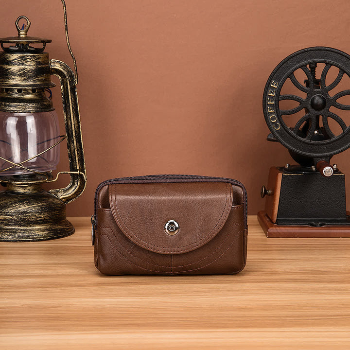 Porta carte Casual Semplice Borsa con cerniera orizzontale in pelle con cintura