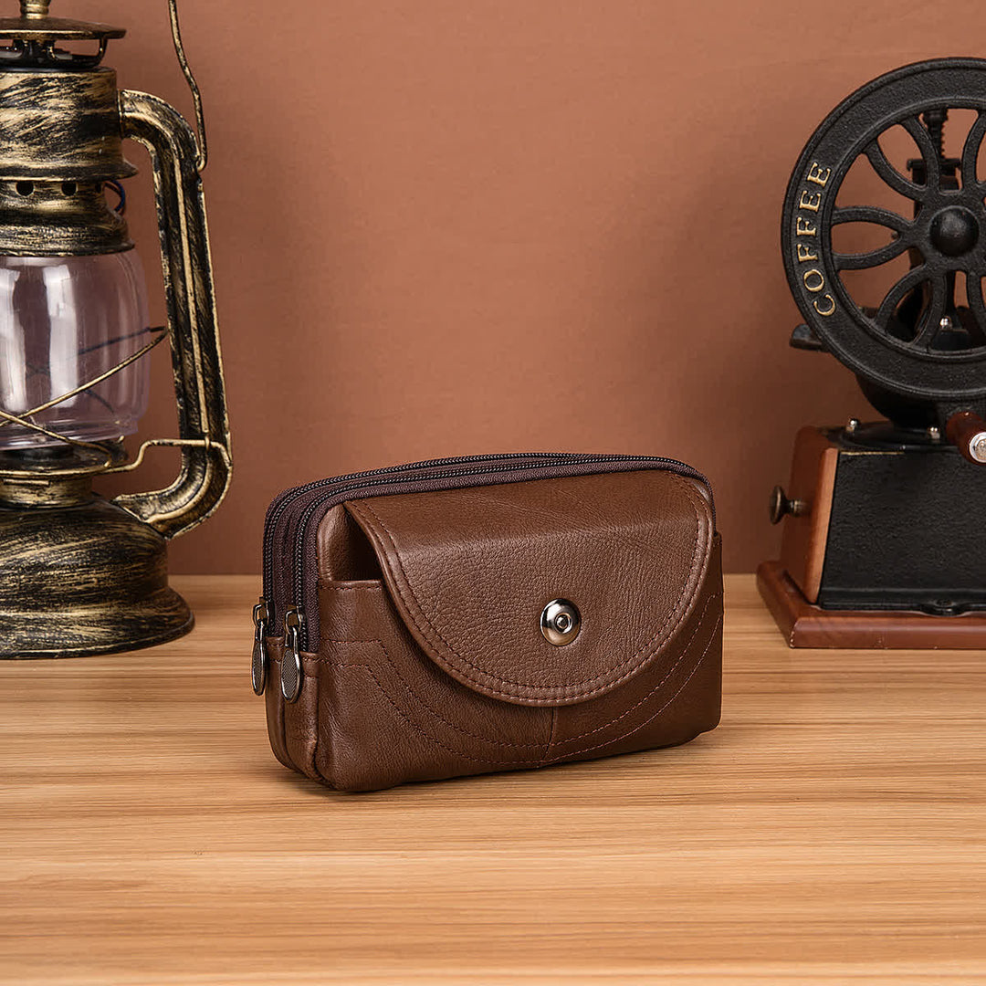 Porta carte Casual Semplice Borsa con cerniera orizzontale in pelle con cintura
