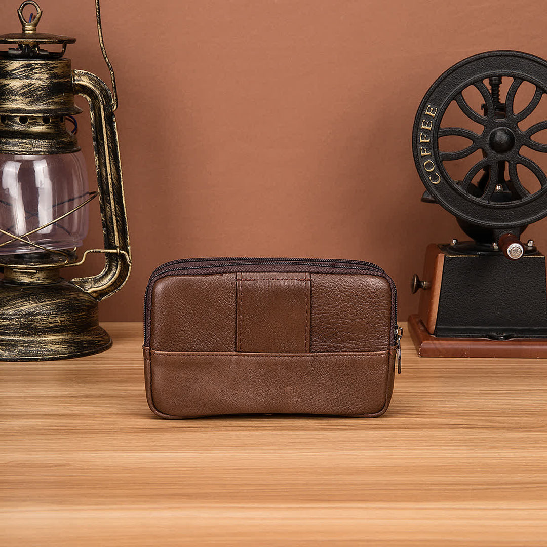 Porta carte Casual Semplice Borsa con cerniera orizzontale in pelle con cintura