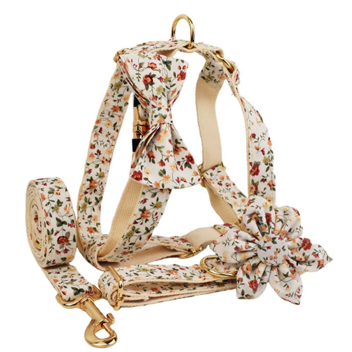 Set di imbracatura per cani con guinzaglio e collare a farfalla regolabile Floral Pet