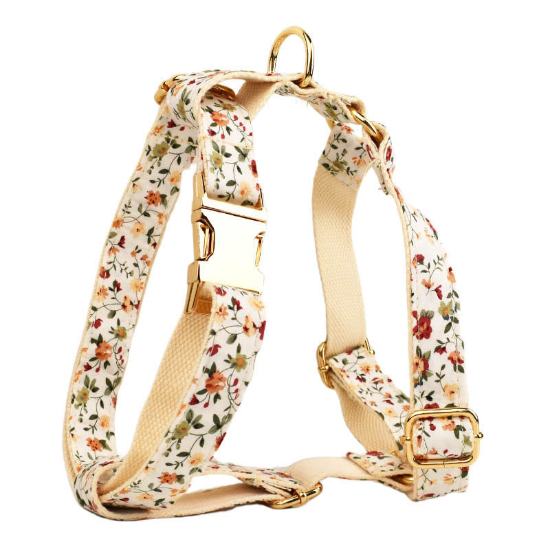 Set di imbracatura per cani con guinzaglio e collare a farfalla regolabile Floral Pet