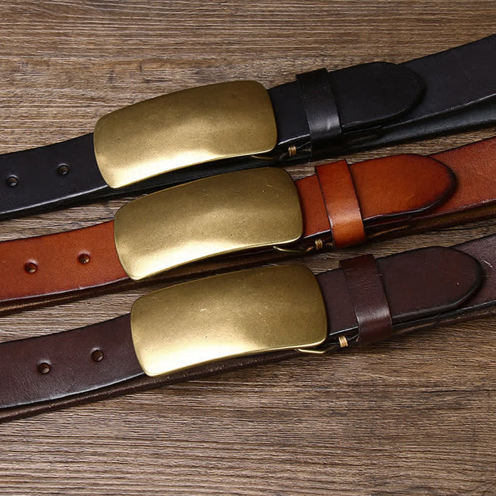 Cintura in pelle casual con fibbia a piastra grande da uomo