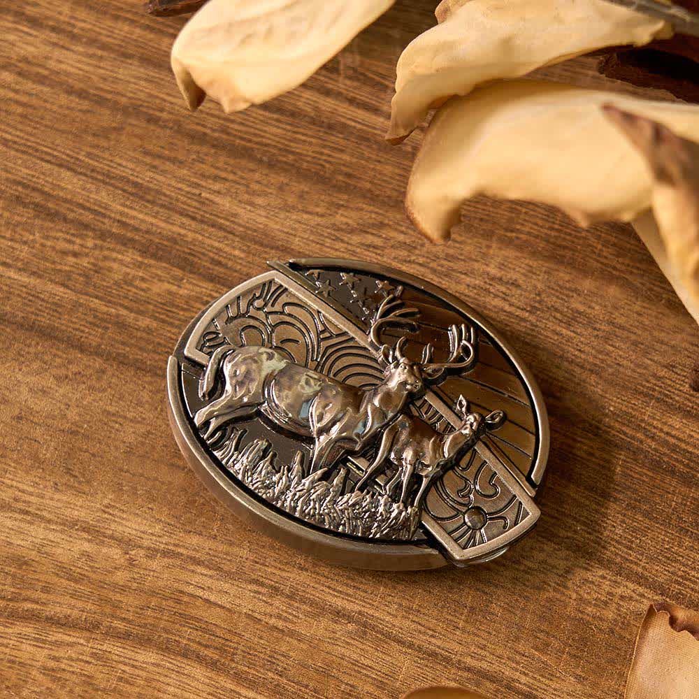 Set di 3 fibbie per cintura fai da te con aquila, pistole e cervo, con coltello pieghevole nascosto