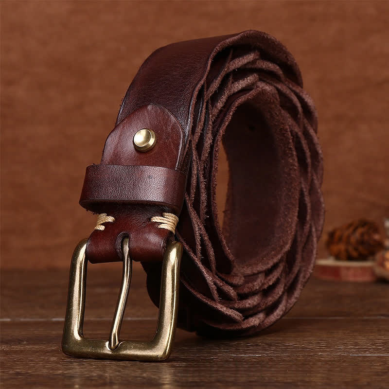 Cintura in pelle intrecciata a mano senza fori