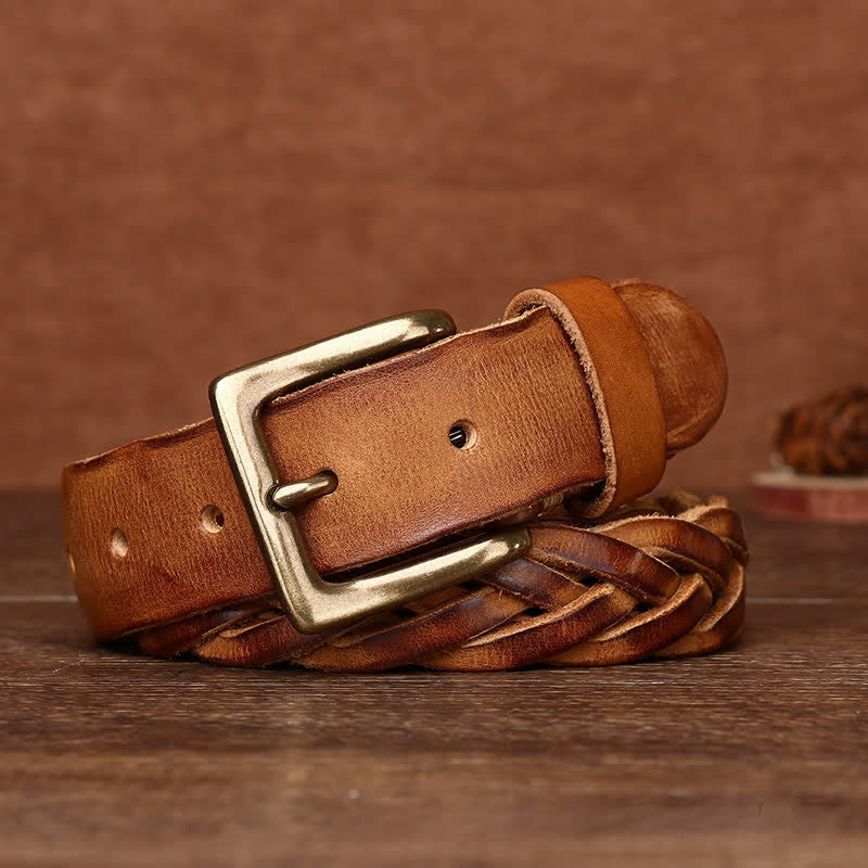 Cintura in pelle intrecciata a mano senza fori
