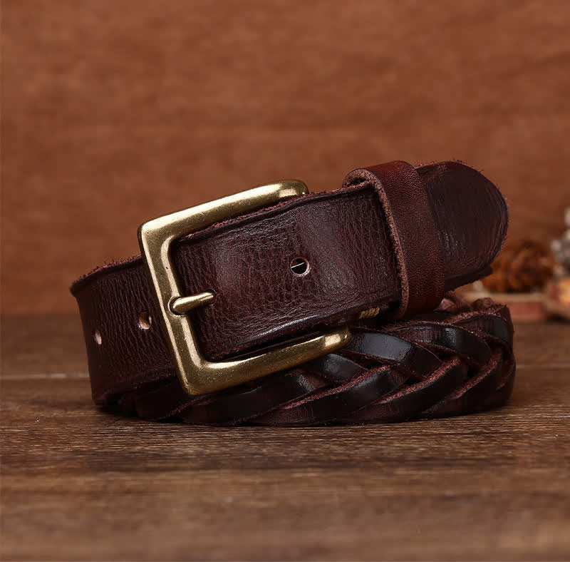 Cintura in pelle intrecciata a mano senza fori