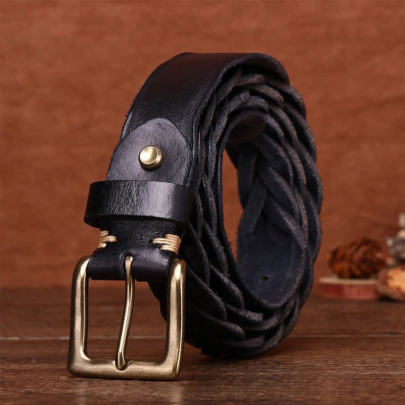 Cintura in pelle intrecciata a mano senza fori