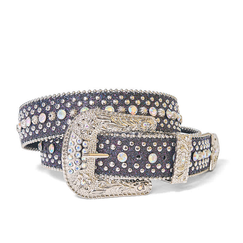 Cintura in pelle con strass punk hip hop da donna