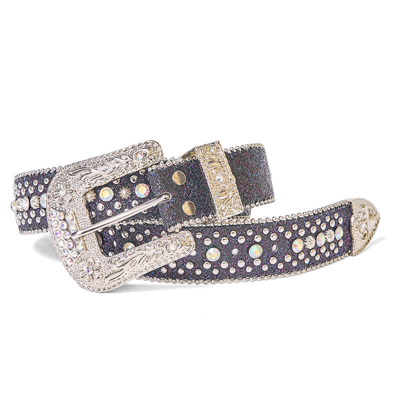 Cintura in pelle con strass punk hip hop da donna