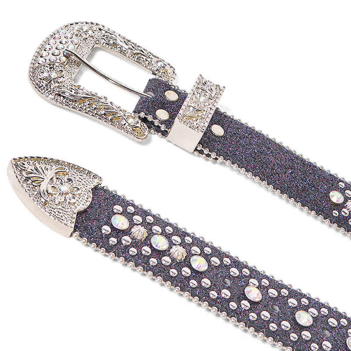 Cintura in pelle con strass punk hip hop da donna
