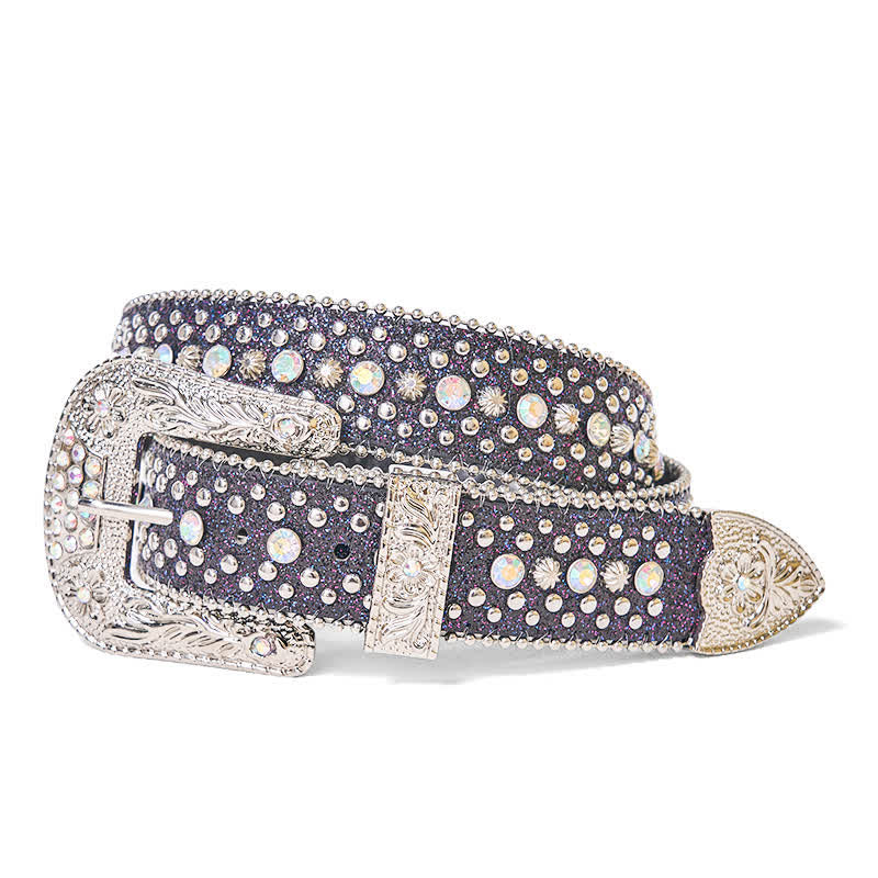 Cintura in pelle con strass punk hip hop da donna - Strass punk - 44 - image 0