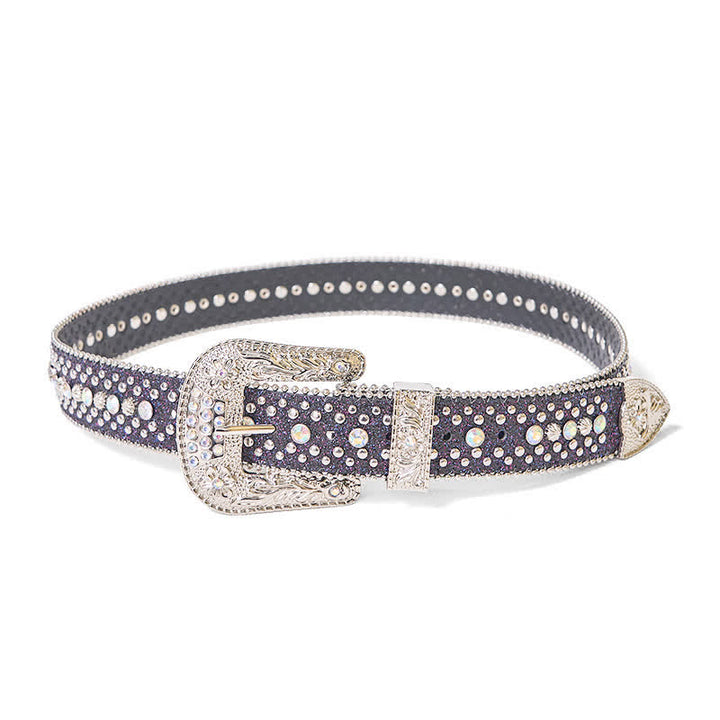 Cintura in pelle con strass punk hip hop da donna