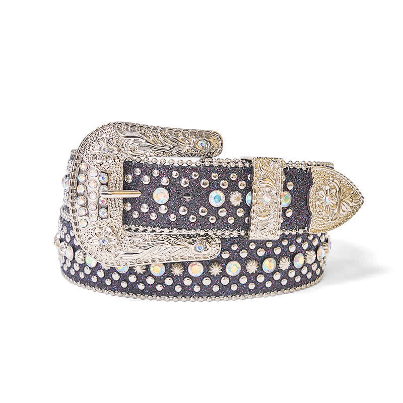 Cintura in pelle con strass punk hip hop da donna
