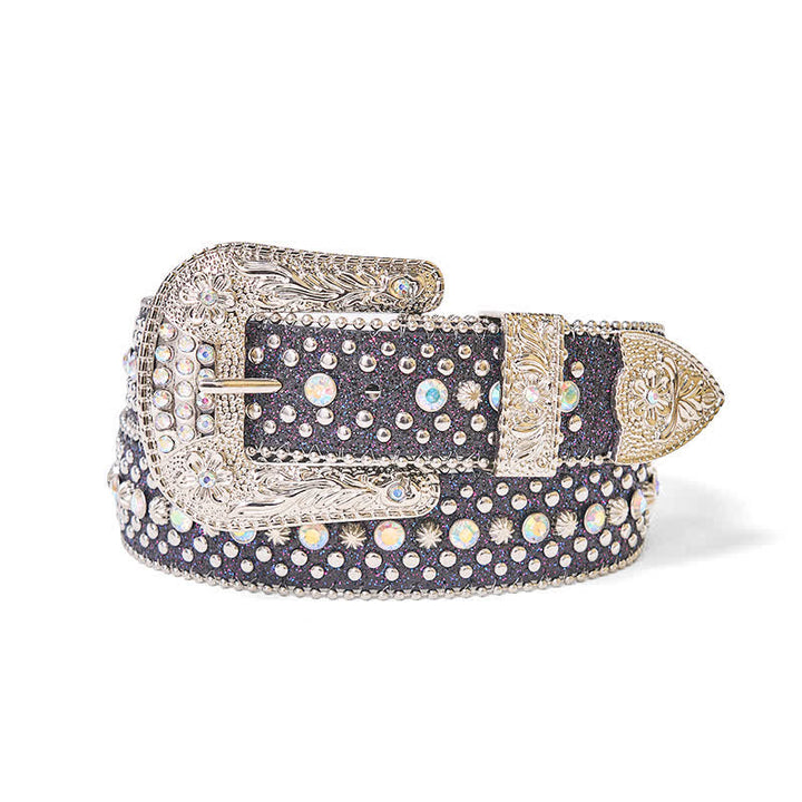 Cintura in pelle con strass punk hip hop da donna