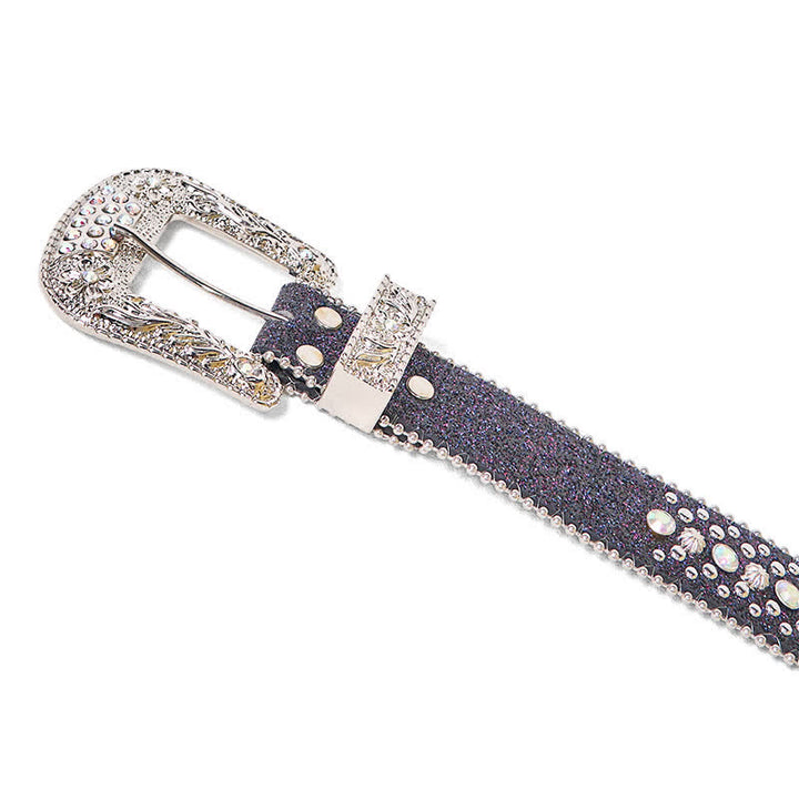 Cintura in pelle con strass punk hip hop da donna