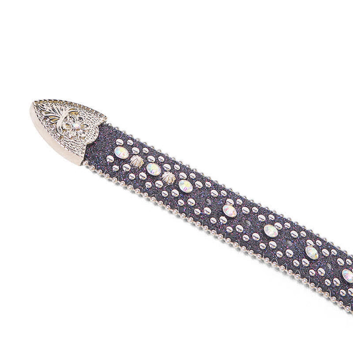 Cintura in pelle con strass punk hip hop da donna