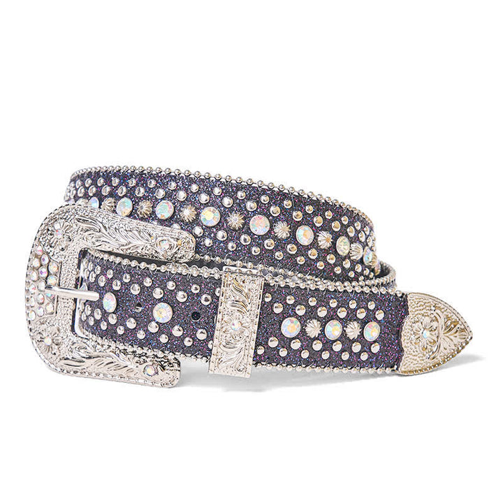 Cintura in pelle con strass punk hip hop da donna