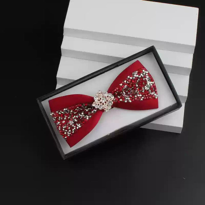 Set di 2 papillon con corpetto rosso e strass lucido da uomo